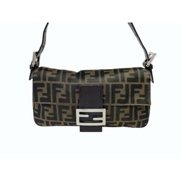 FENDI Mamma Bucket Hobo Shoulder Bag Zucca Canvas Leather Brown - Picture 2 of 8